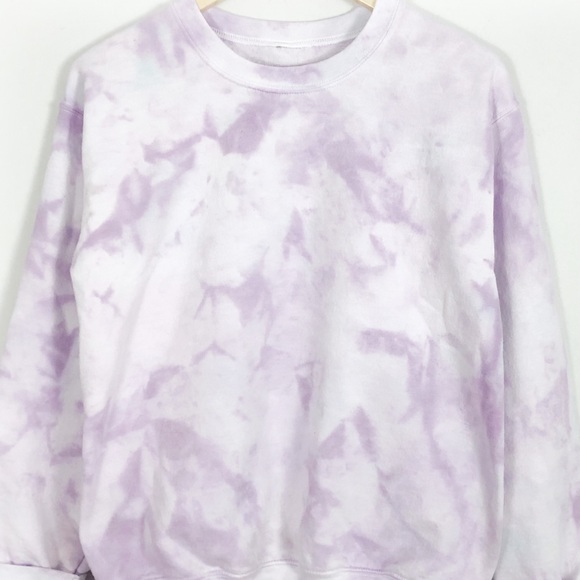 Tie Dyed Sweatshirt Lavender Purple Top S-5X - Picture 2 of 2